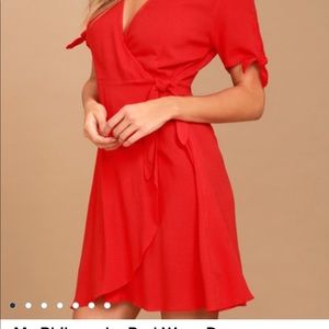 Red wrap dress, new with tags.
